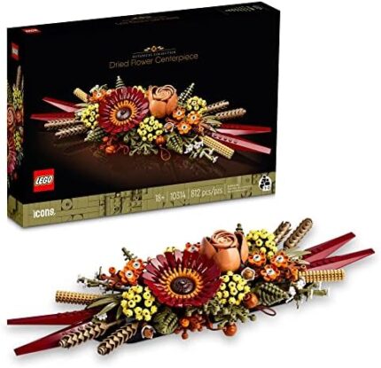 LEGO Icons Dried Flower Centerpiece, Botanical Collection Crafts Set for Adults, Artificial Flowers with Rose and Gerbera, Table or Wall Decoration, Home Décor, 10314