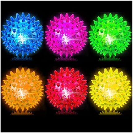 Bouncy Light Up Ball for Kids - LED Flashing Spiky Sensory Toys for Kids with Autism Stress Balls for Toddlers 1-3 Light Up Toys Fidget Toys Sensory Balls Glow in The Dark for Party Favors Gifts