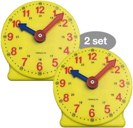 Learning Clock for Kids, Student Learning Clocks, 12/24 Hours, Geared Clock, 4+Years, 2set