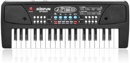 LeeQee Black 37 Keys Kids Piano Keyboard, Portable Electric Musical Instruments Piano with Microphone, Learning Educational Gifts Toys for Age 3 4 5 6 7 8 9 Years Old Boys Girls Toddlers
