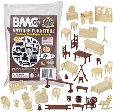 BMC Classic Marx Antique Furniture - 40pc Dollhouse Plastic Playset Accessories