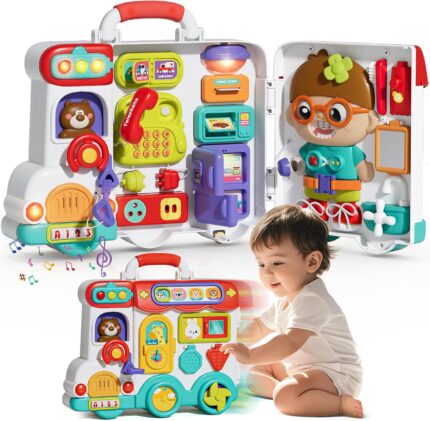 Busy Board Montessori Toys Gifts for 1 2 Year Old Boys, Early Educational Montessori Toys for Toddler 1-3, Birthday Gifts Toy for 1 2 Year Old Boys, Ideas 1 2 Year Old Boys Birthday Gift Toy